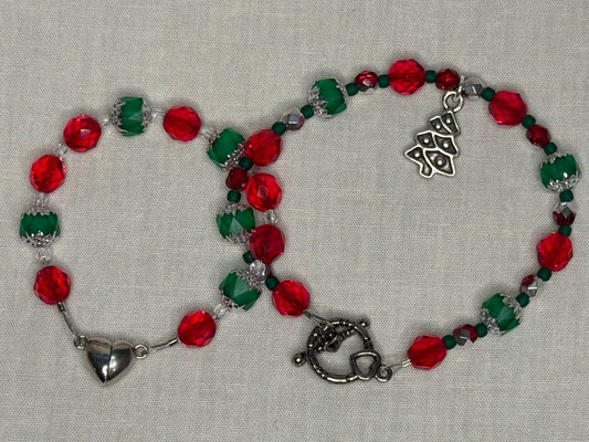 Mommy and Me Matching Christmas Set, Red and Green with Charm