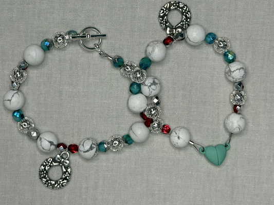 Mommy and Me Matching Set, Marble, Turquoise, Red, and Metal