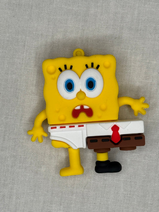 Sponge Character Ornament/Keychain Charm -- Yellow Sponge Wardrobe Malfunction