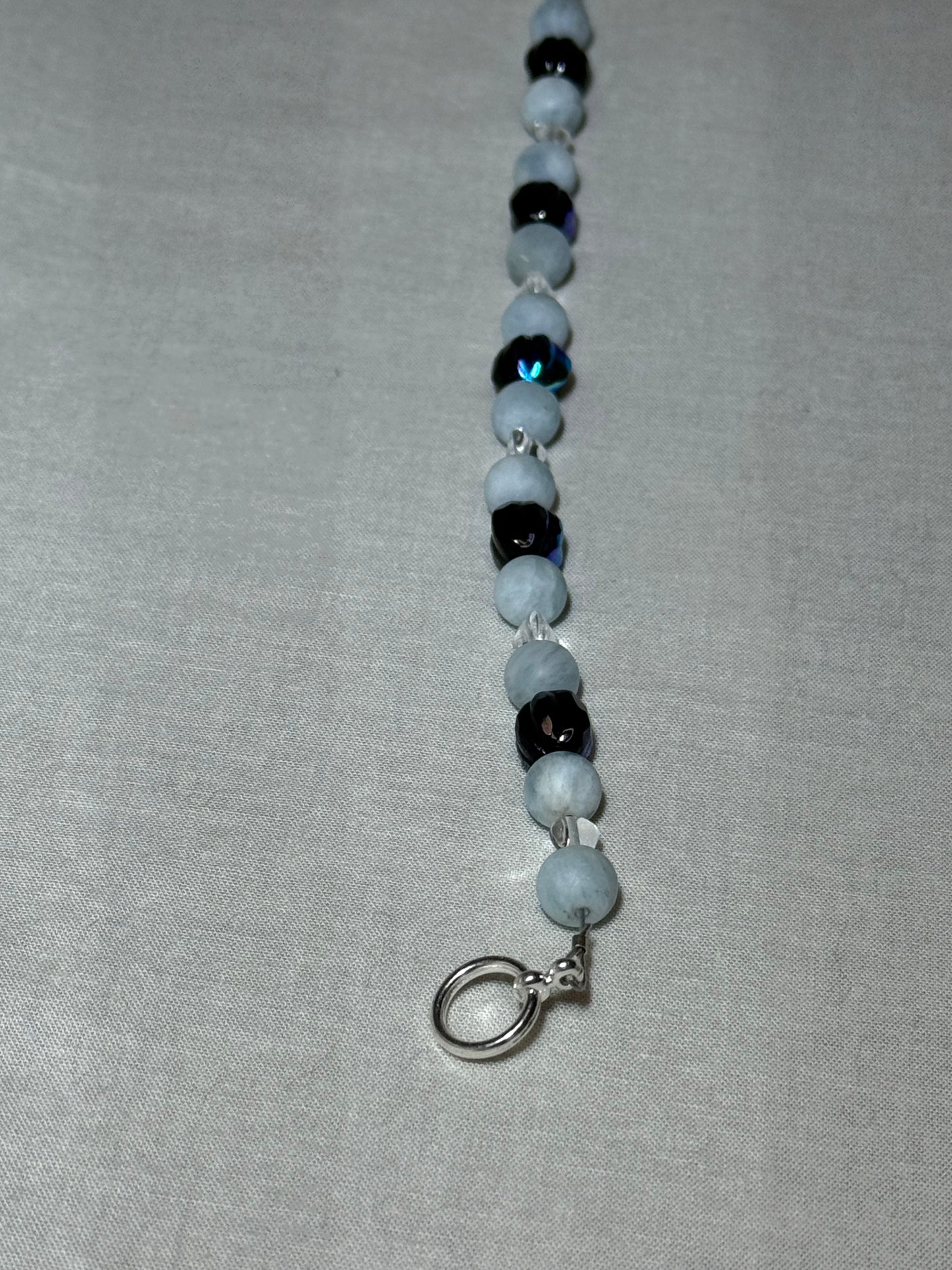 Bracelet -- Aquamarine Gemstones and Czech Glass Bracelet