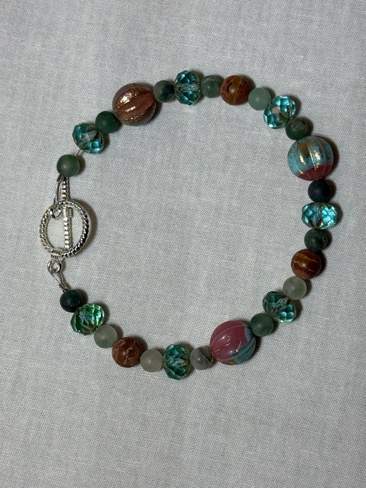 Bracelet -- Czech Glass and Gemstone Bracelet